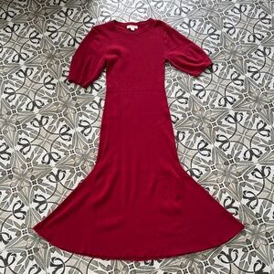 Treasure & Bond Red Sweater Dress with Puff Sleeves